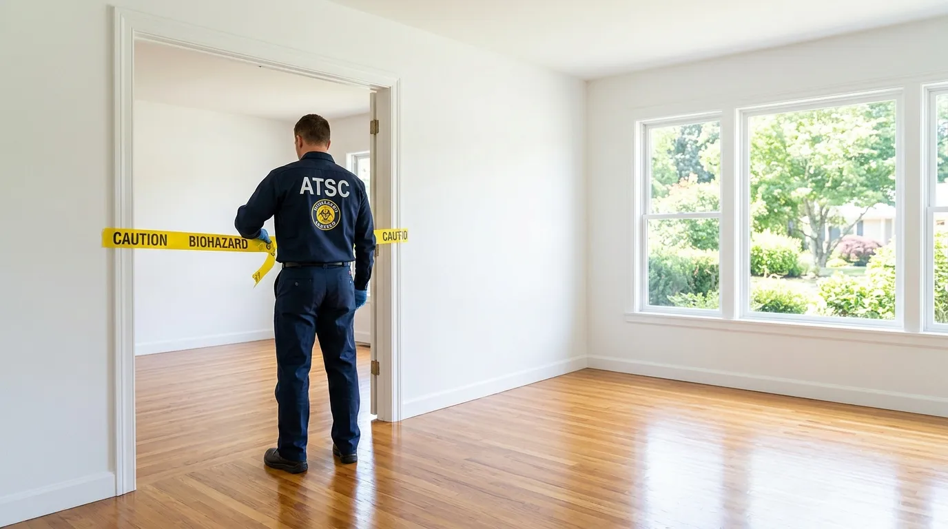 Certified biohazard cleanup crew performing Trauma Scene Cleanup in Worth